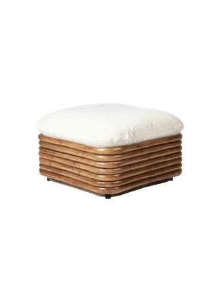 Bohemian 72 Ottoman by GUBI in Chevron Outdoor FR, Dedar (002, Standard), Rattan – product photo 3 of 3