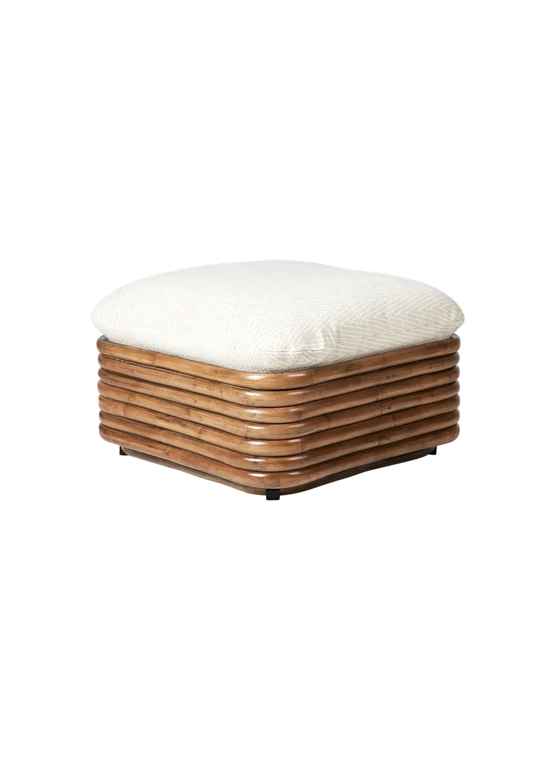 Bohemian 72 Ottoman by GUBI in Chevron Outdoor FR, Dedar (002, Standard), Rattan – product photo 3 of 3