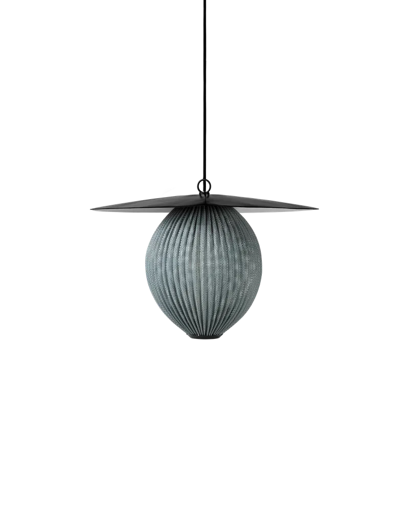 Satellite Pendant by GUBI in Stone Grey Semi Matt, Ø22 × 31 cm, Black, EU – product photo