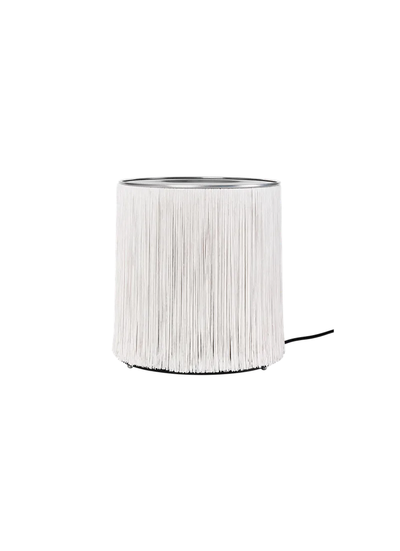 Model 597 Table Lamp by GUBI in Polished Aluminum, Cream Fringe, EU – product photo