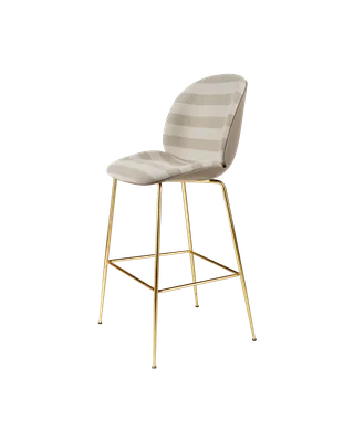 Beetle Bar Chair, 3D Veneer & Front Upholstered by GUBI in Kvadrat Sahco, Acca Stripe 0131, New Beige, Brass Semi Matt – product photo 4 of 4