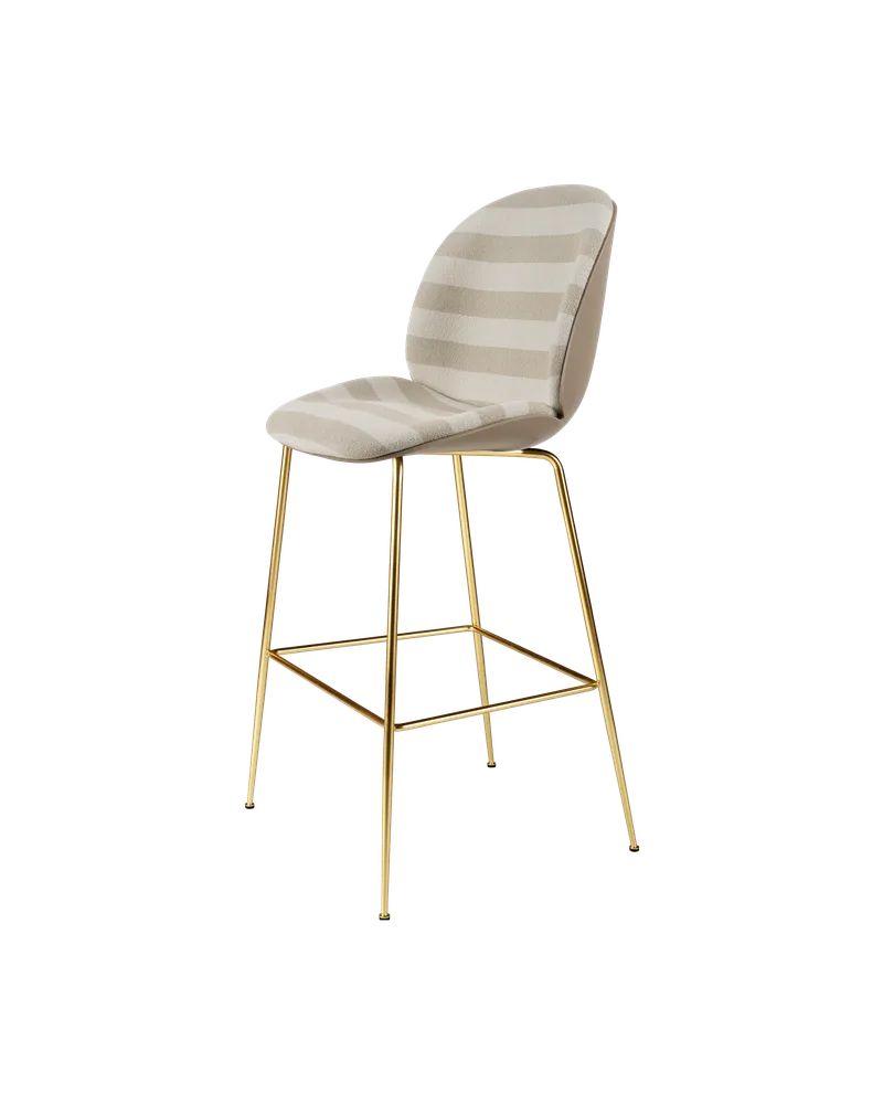Beetle Bar Chair, 3D Veneer & Front Upholstered by GUBI in Kvadrat Sahco, Acca Stripe 0131, New Beige, Brass Semi Matt – product photo 4 of 4
