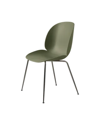 Beetle Dining Chair, Un-Upholstered by GUBI in Fern Green, Conic base, Black Chrome – product photo 3 of 3