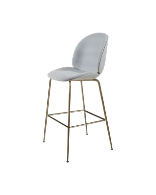 Beetle Bar Chair, 3D Veneer & Front Upholstered by GUBI in Kvadrat Sahco, Acca Stripe 0731, Lunar Gray, Antique Brass – product photo 4 of 4