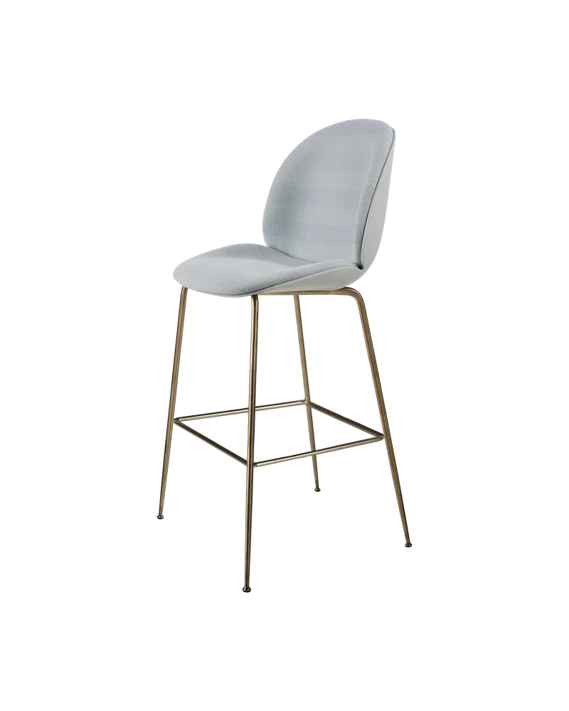 Beetle Bar Chair, 3D Veneer & Front Upholstered by GUBI in Kvadrat Sahco, Acca Stripe 0731, Lunar Gray, Antique Brass – product photo 4 of 4