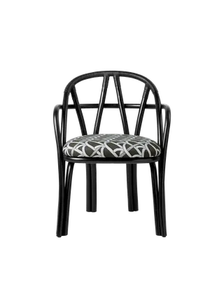 Bistra Dining Armchair by GUBI in Reales Pattern, GUBI (003, Standard), Ebony Painted Rattan – product photo 1 of 7