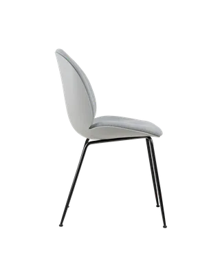 Beetle Dining Chair, Front Upholstered by GUBI in Kvadrat Sahco, Acca Stripe 0731, Matt Black, Lunar Gray – product photo 3 of 5
