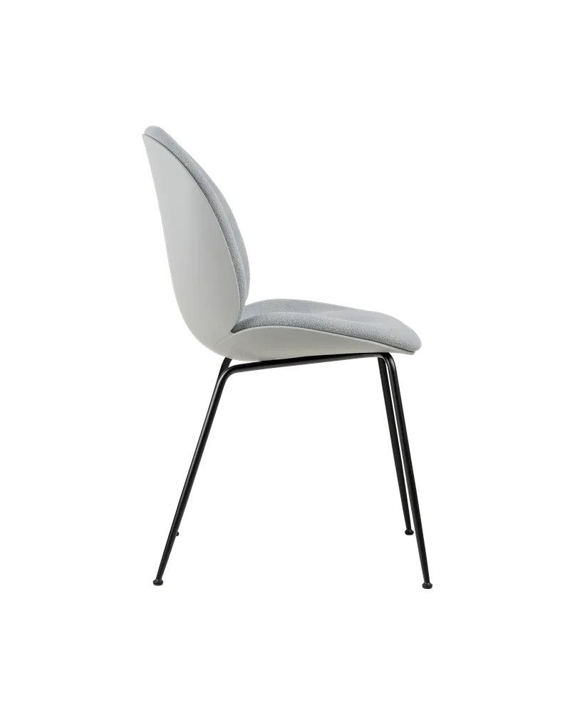 Beetle Dining Chair, Front Upholstered by GUBI in Kvadrat Sahco, Acca Stripe 0731, Matt Black, Lunar Gray – product photo 3 of 5