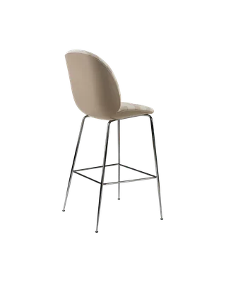 Beetle Bar Chair, 3D Veneer & Front Upholstered by GUBI in Kvadrat Sahco, Acca Stripe 0131, New Beige, Black Chrome – product photo 2 of 4
