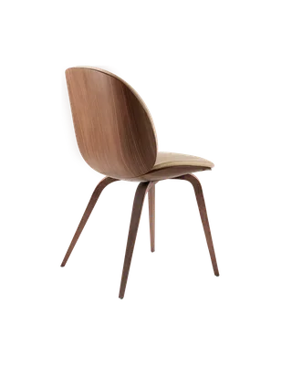 Beetle Dining Chair, 3D Veneer & Front Upholstered by GUBI in Flair Special FR, Dedar (134, Standard), American Walnut, American Walnut Semi Matt Lacquered, EU – product photo 2 of 3