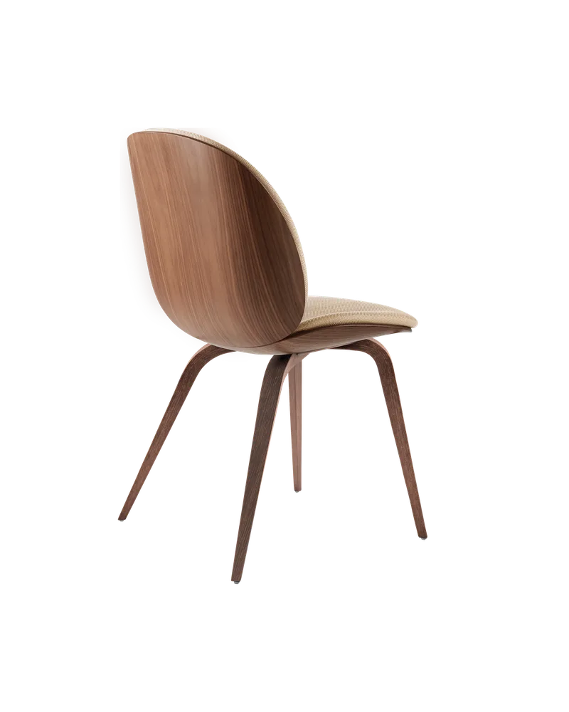 Beetle Dining Chair, 3D Veneer & Front Upholstered by GUBI in Flair Special FR, Dedar (134, Standard), American Walnut, American Walnut Semi Matt Lacquered, EU – product photo 2 of 3