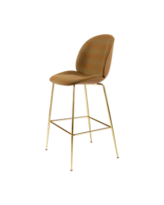 Beetle Bar Chair, 3D Veneer & Front Upholstered by GUBI in Kvadrat Sahco, Acca Stripe 0331, Amber Brown, Brass Semi Matt – product photo 4 of 4