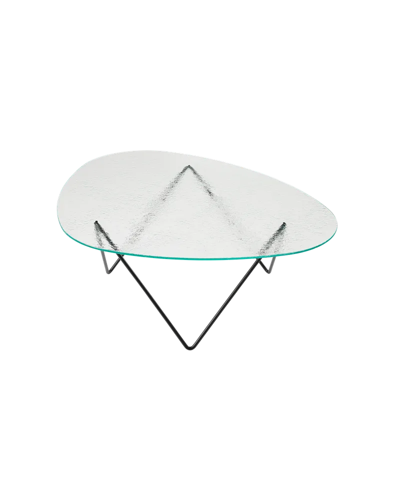 Pedrera Coffee Table by GUBI in Transparent Structured Glass, Black Semi Matt – product photo