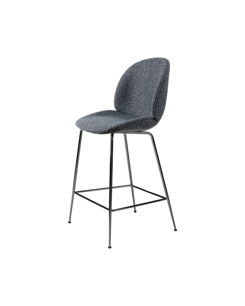 Beetle Counter Chair, Fully Upholstered von GUBI in Conic base, Black Chrome, Around Bouclé, Dedar (023, Standard) – Produktfoto 4 von 4