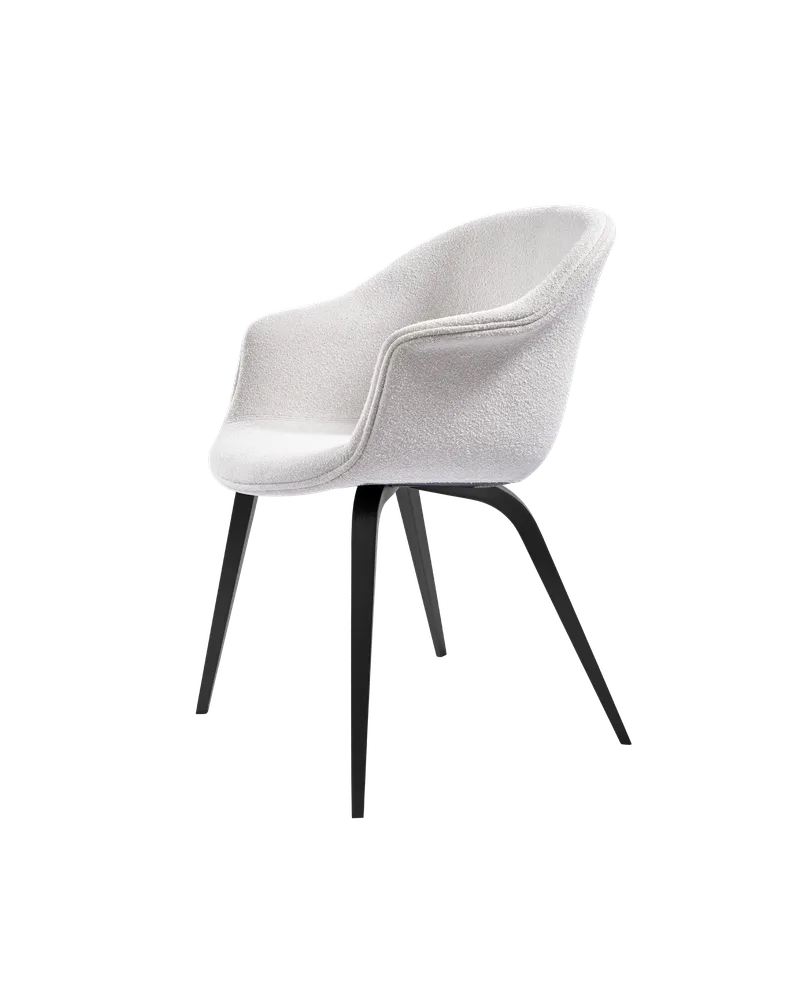 Bat Dining Chair, Fully Upholstered von GUBI in Light Bouclé, GUBI (001, Standard), Wood base, Black Stained Beech – Produktfoto 4 von 4