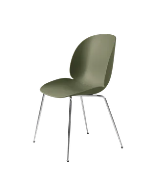 Beetle Dining Chair, Un-Upholstered by GUBI in Fern Green, Conic base, Chrome – product photo 3 of 3