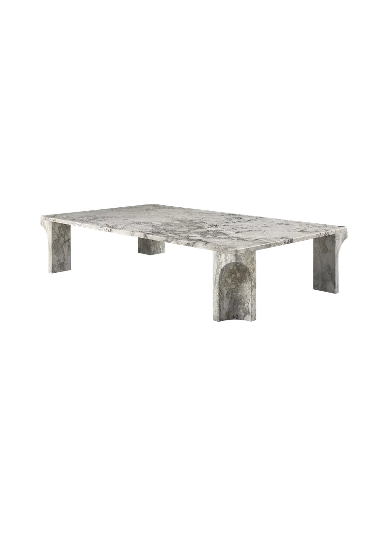 Doric Coffee Tables by GUBI in Stormy Gray Marble, Stormy Gray Marble, 140 × 80 cm – product photo