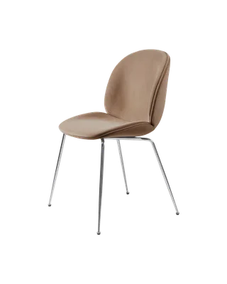 Beetle Dining Chair, Fully Upholstered von GUBI in Sunday, Dedar (034, Standard), Conic base, Chrome – Produktfoto 5 von 5