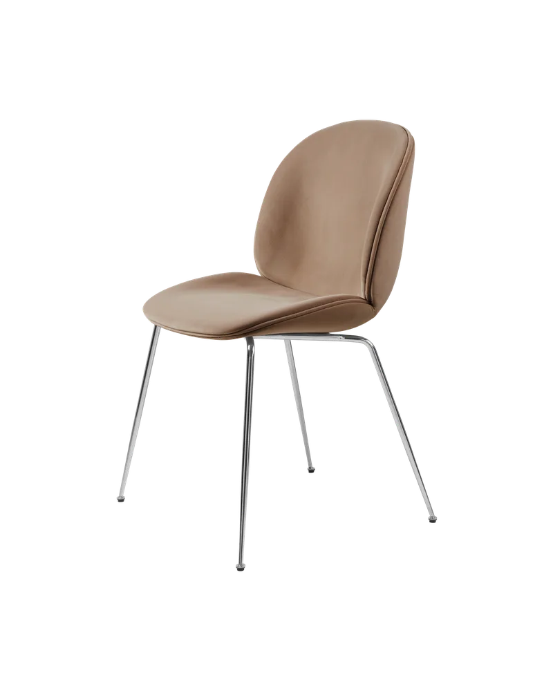 Beetle Dining Chair, Fully Upholstered von GUBI in Sunday, Dedar (034, Standard), Conic base, Chrome – Produktfoto 5 von 5