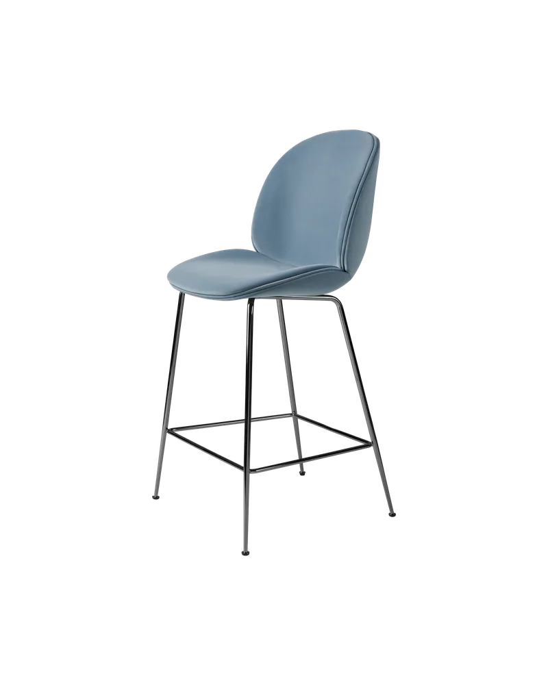 Beetle Counter Chair, Fully Upholstered de GUBI en Conic base, Black Chrome, Sunday, Dedar (002, Standard) – photo du produit 4 sur 4