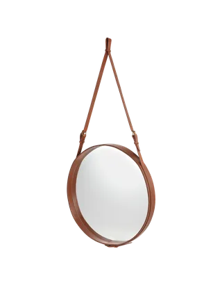 Adnet Wall Mirror, Circular by GUBI in Tan Leather, Ø70 cm – product photo 2 of 3