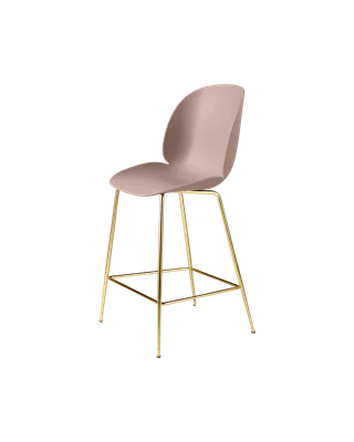 Beetle Counter Chair, Un-Upholstered by GUBI in Sweet Pink, Brass Semi Matt, Conic base – product photo 3 of 3