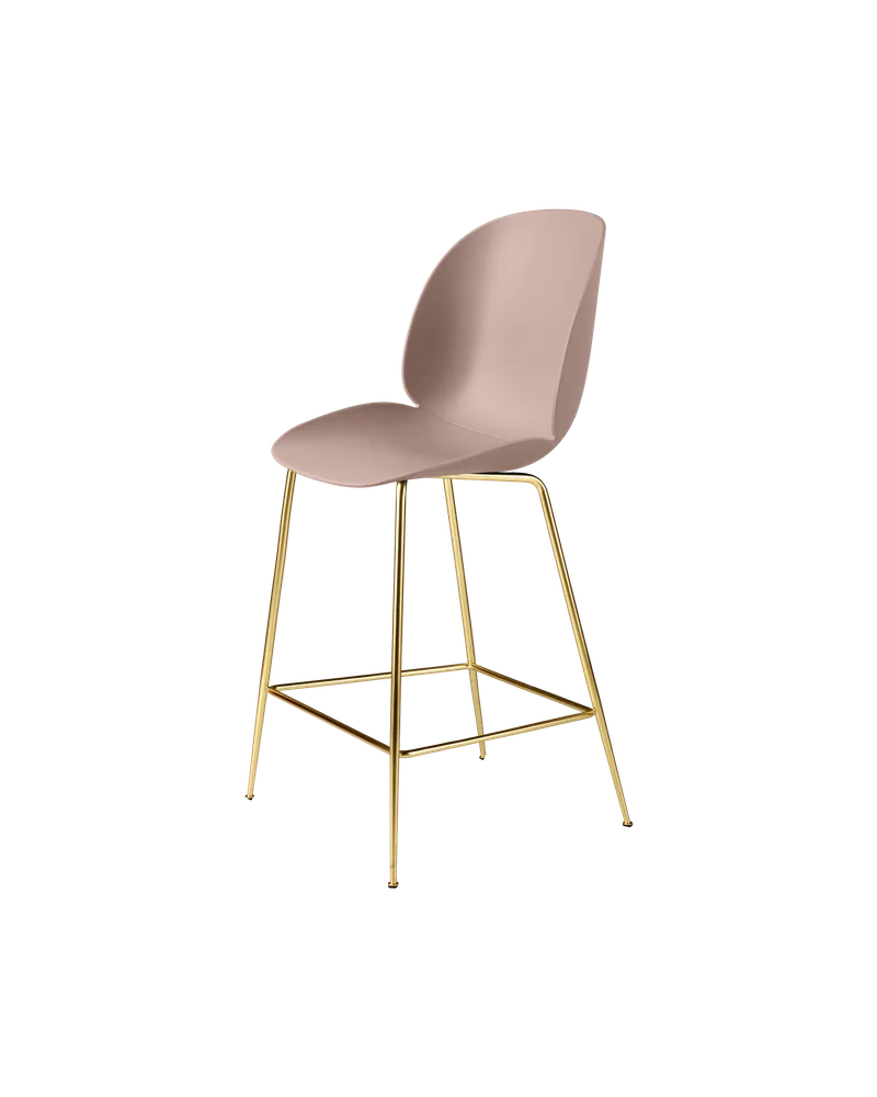 Beetle Counter Chair, Un-Upholstered by GUBI in Sweet Pink, Brass Semi Matt, Conic base – product photo 3 of 3
