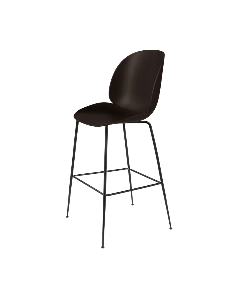Beetle Bar Chair, Un-Upholstered van GUBI in Mocha Brown, Matt Black, Conic base – productfoto 3 van 3