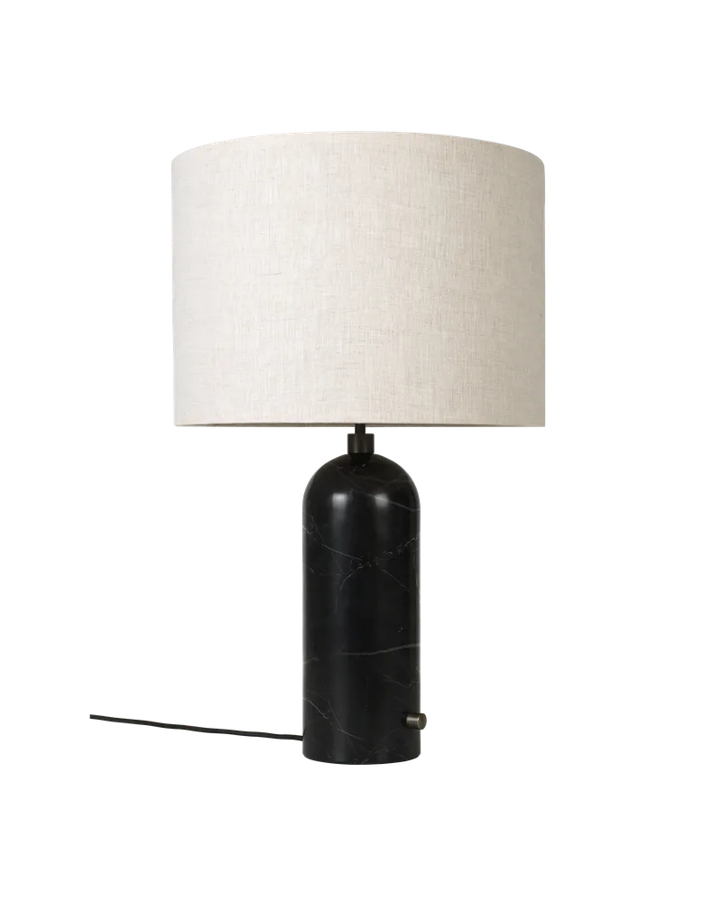 Gravity Table Lamp van GUBI in Black Marble, Canvas, 65 cm, EU – productfoto