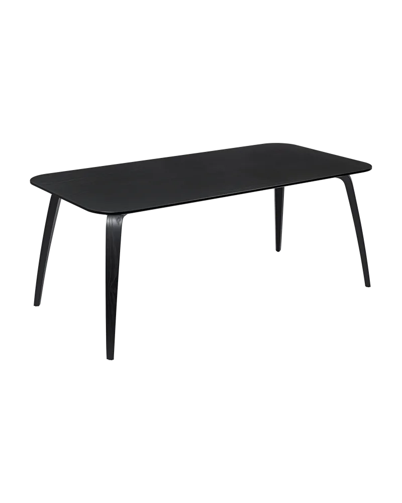 GUBI Dining Table, Rectangular de GUBI en Black Stained Ash Semi Matt Lacquered, Black Stained Ash Semi Matt Lacquered, 180 × 90 cm – photo du produit