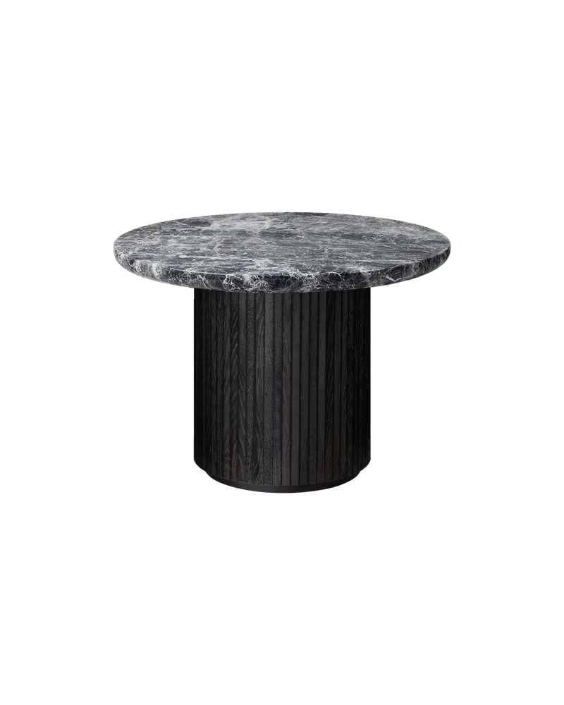Moon Coffee Table, Round by GUBI in Grey Emperador Marble, Brown/Black Stained Veneer Oak Lacquered, Ø60 x H45 cm – product photo