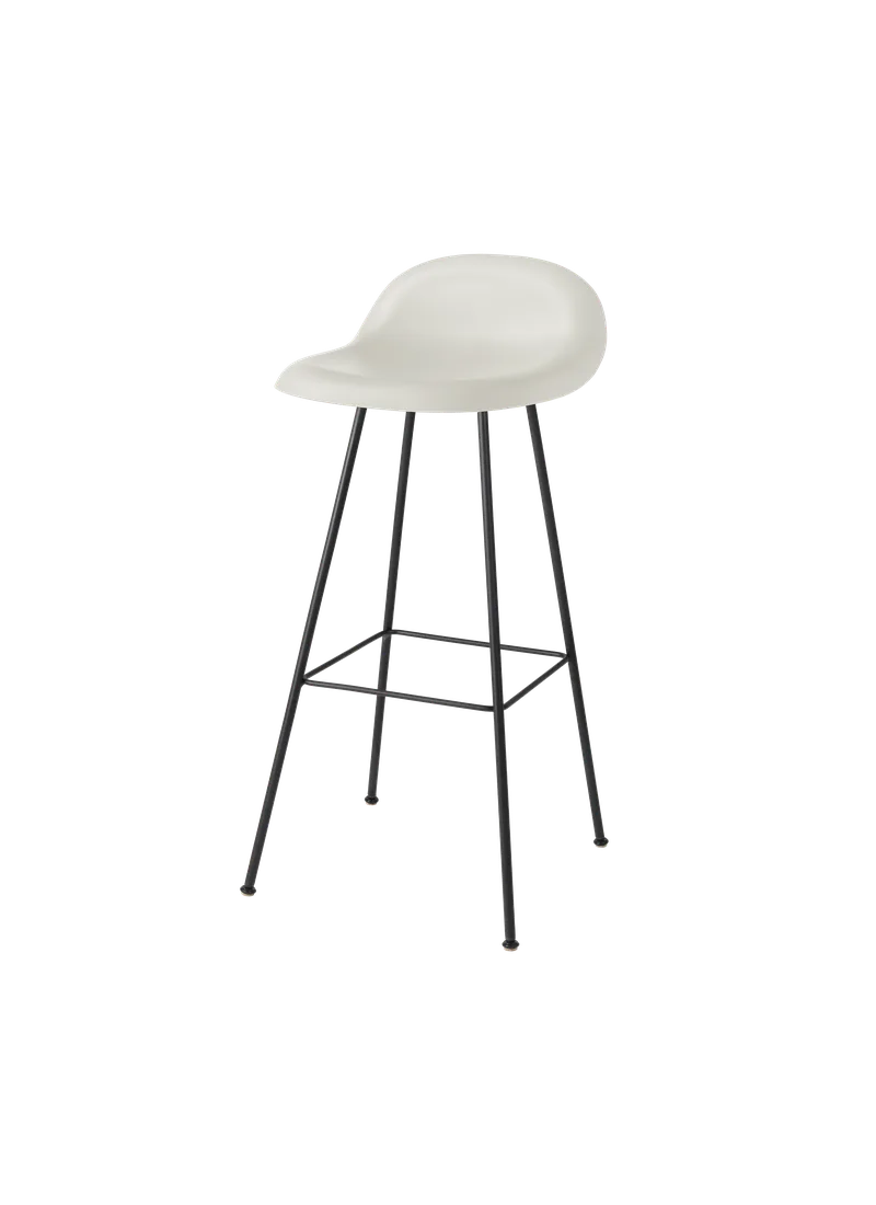 GUBI 3D Bar Stool, Un-Upholstered by GUBI in Alabaster White, Matt Black, Center base – product photo