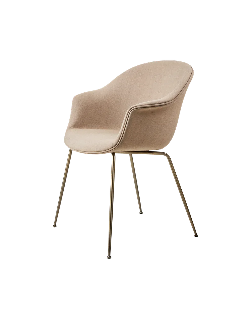 Bat Dining Chair, Fully Upholstered van GUBI in Remix 3, Kvadrat (233, Standard), Conic base, Antique Brass – productfoto 4 van 4