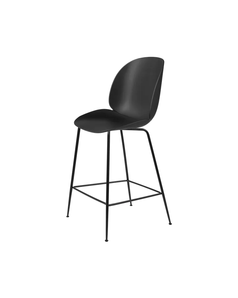 Beetle Counter Chair, Un-Upholstered von GUBI in Black, Matt Black, Conic base – Produktfoto 3 von 3
