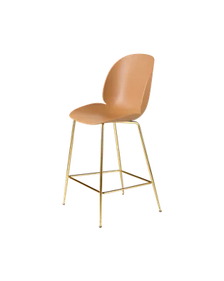 Beetle Counter Chair, Un-Upholstered by GUBI in Amber Brown, Brass Semi Matt, Conic base – product photo 3 of 3