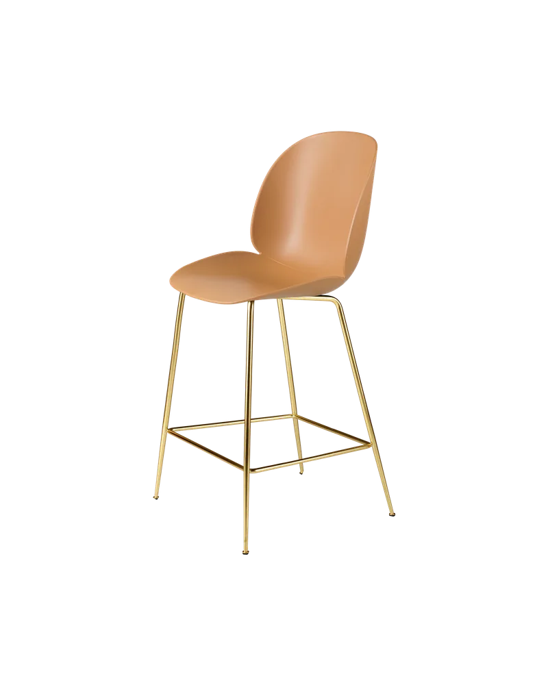 Beetle Counter Chair, Un-Upholstered by GUBI in Amber Brown, Brass Semi Matt, Conic base – product photo 3 of 3