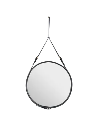 Adnet Wall Mirror, Circular by GUBI in Black Leather, Ø70 cm – product photo 7 of 7