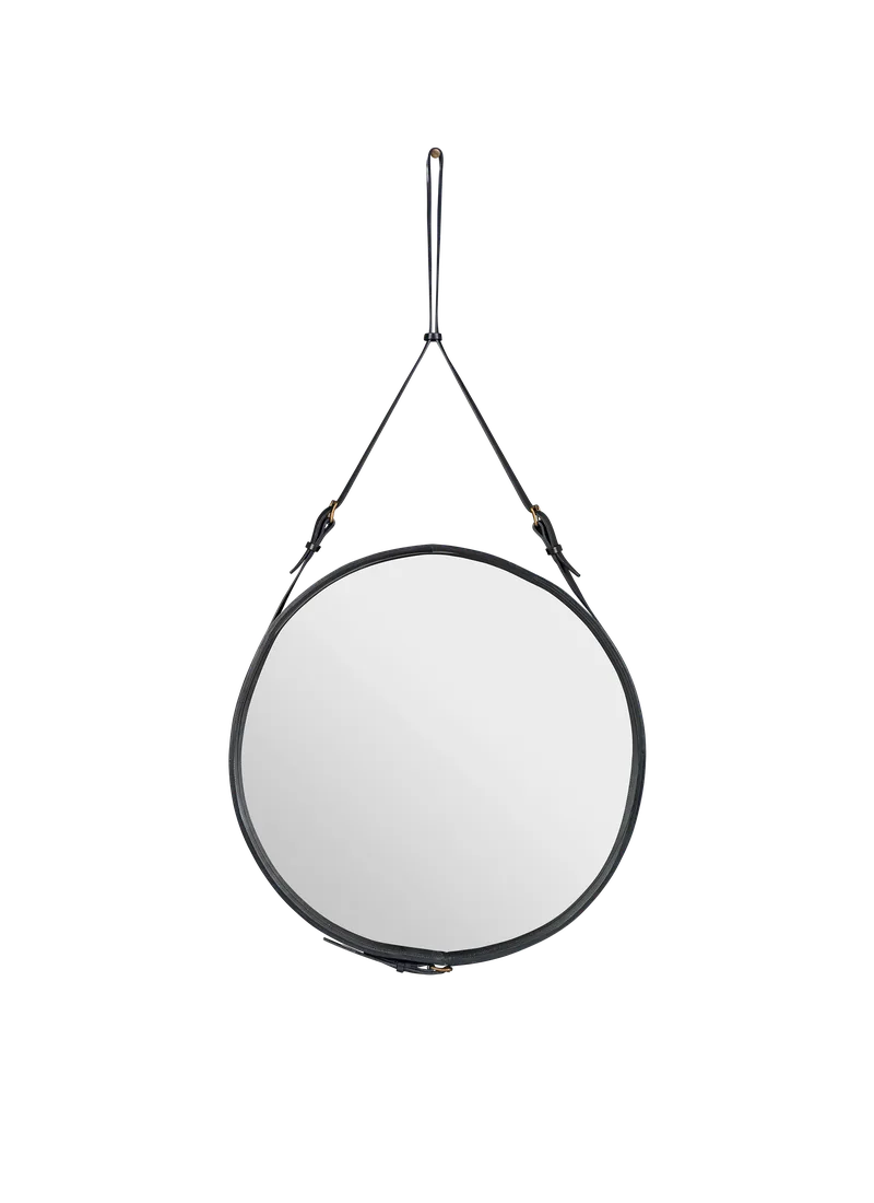 Adnet Wall Mirror, Circular by GUBI in Black Leather, Ø70 cm – product photo 7 of 7