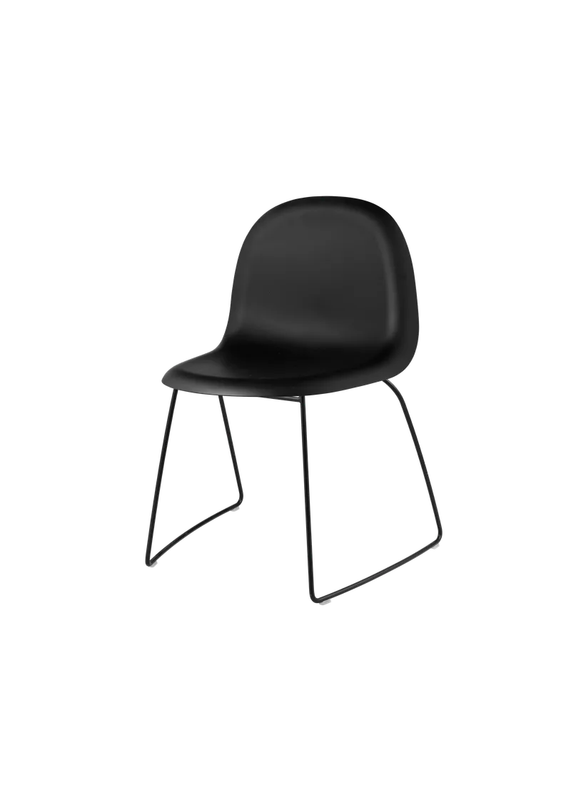 GUBI 3D Dining Chair, Stackable & Un-upholstered by GUBI in Black, Matt Black, Sledge base – product photo