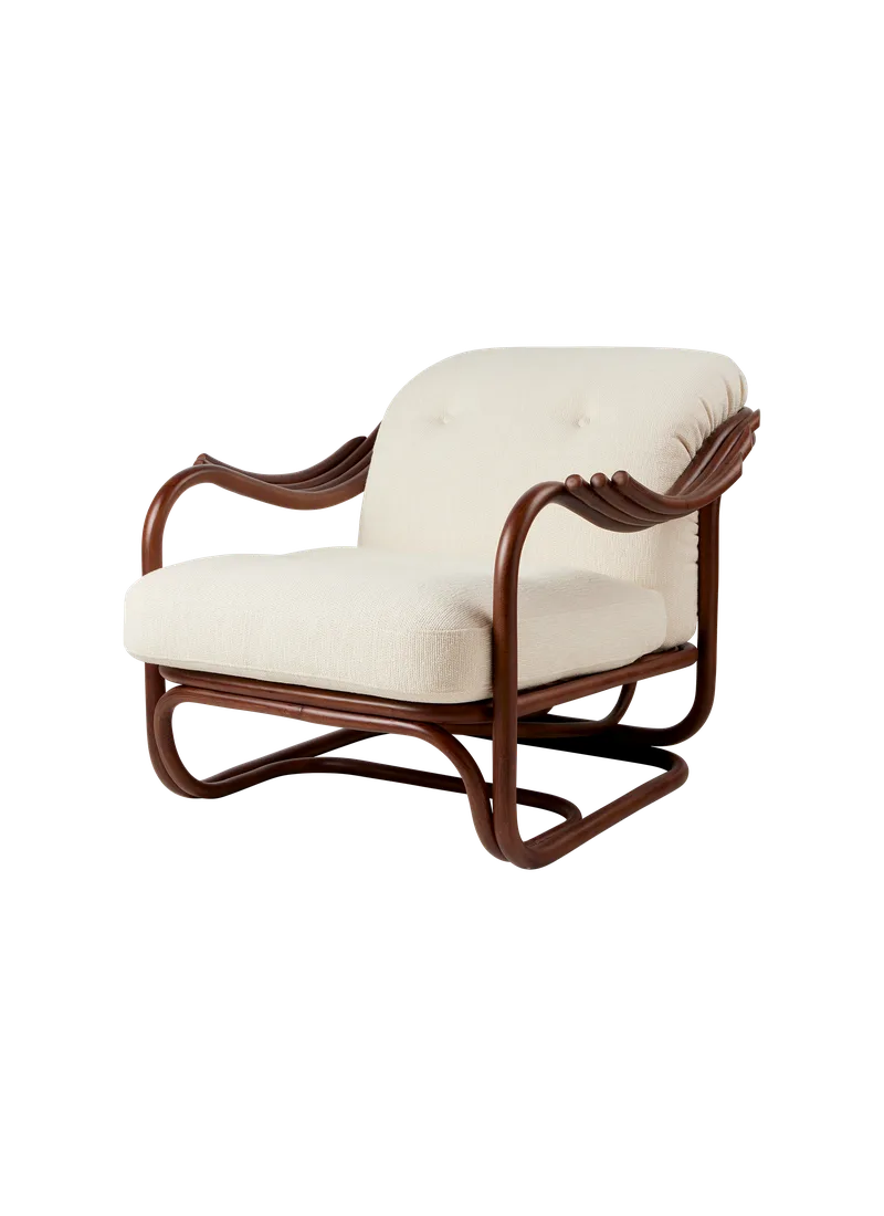 Poltrona Tria Lounge Chair de GUBI en Bouclé, GUBI (001, Standard), Dark Rattan – photo du produit