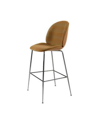 Beetle Bar Chair, 3D Veneer & Front Upholstered de GUBI en Kvadrat Sahco, Acca Stripe 0331, Amber Brown, Black Chrome – photo du produit 4 sur 4