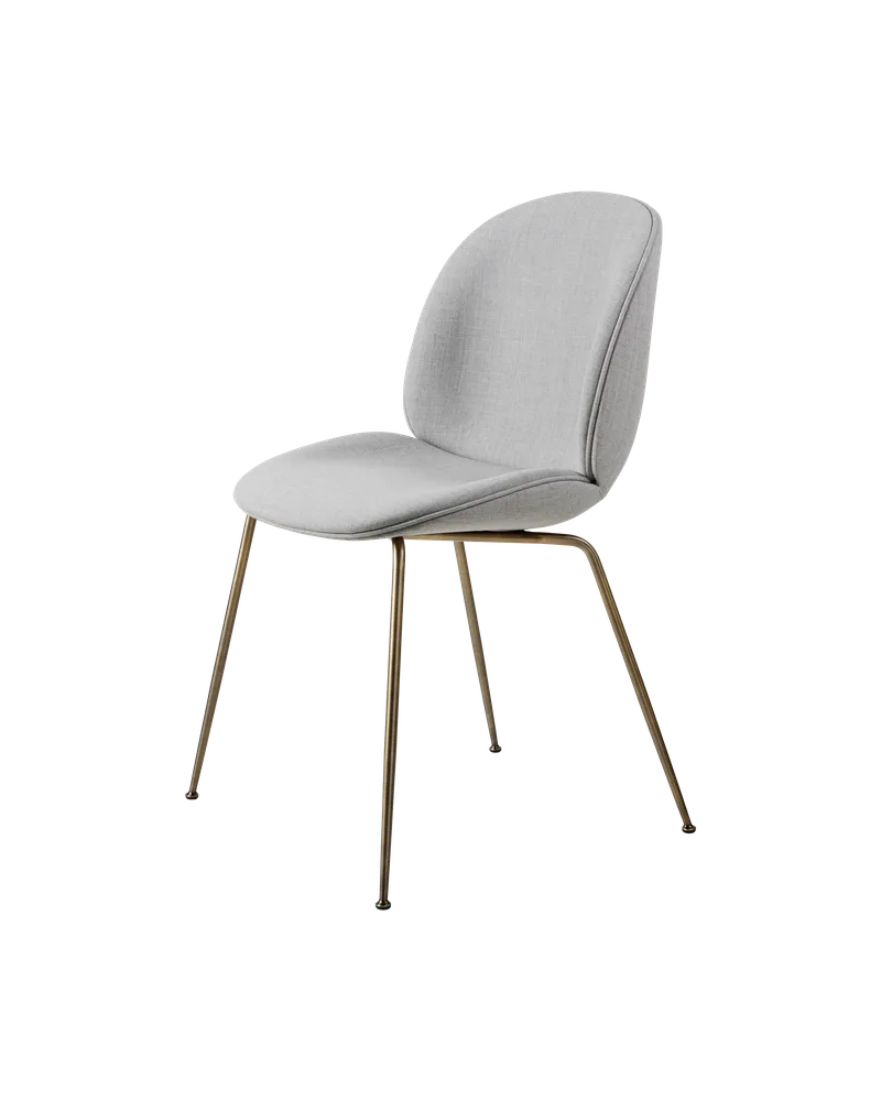 Beetle Dining Chair, Fully Upholstered von GUBI in Remix 3, Kvadrat (123, Standard), Conic base, Antique Brass – Produktfoto 5 von 5
