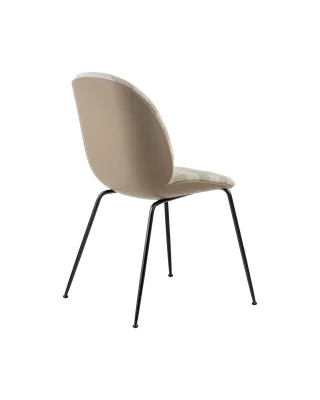 Beetle Dining Chair, Front Upholstered by GUBI in Kvadrat Sahco, Acca Stripe 0131, Matt Black, New Beige – product photo 2 of 5