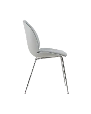 Beetle Dining Chair, Front Upholstered von GUBI in Kvadrat Sahco, Acca Stripe 0731, Chrome, Lunar Gray – Produktfoto 3 von 5