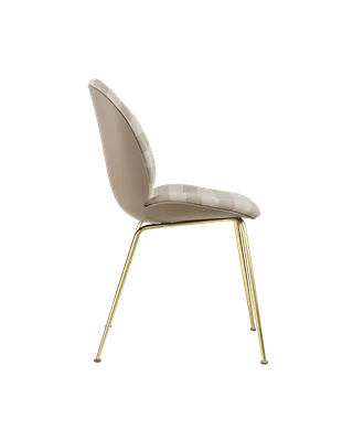 Beetle Dining Chair, Front Upholstered by GUBI in Kvadrat Sahco, Acca Stripe 0131, Brass Semi Matt, New Beige – product photo 2 of 5