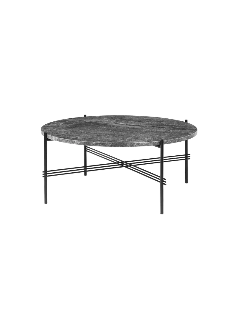 TS Coffee Table, Round von GUBI in Grey Emperador Marble, Black base, Ø80 cm – Produktfoto