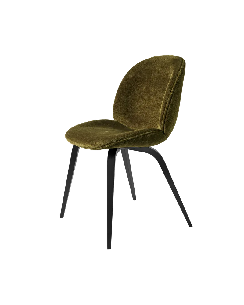 Beetle Dining Chair, Fully Upholstered von GUBI in Mumble, Glamour Group (40, Standard), Wood base, Black Stained Beech – Produktfoto 5 von 5