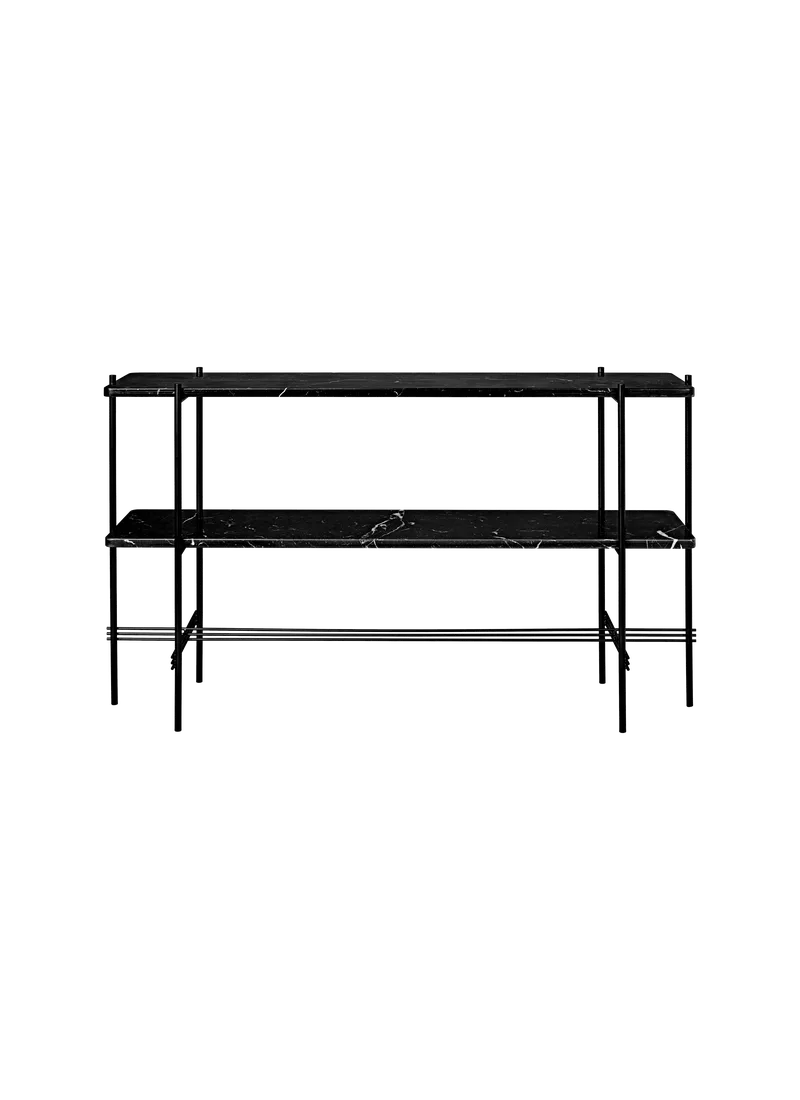 TS Console von GUBI in Black Marquina Marble, Black base, 120 × 30 × 72 cm – Produktfoto
