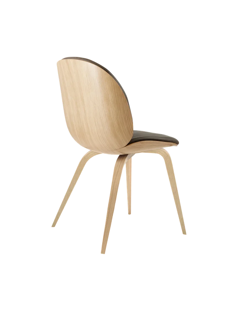Beetle Dining Chair, 3D Veneer & Front Upholstered by GUBI in Soft Leather, GUBI (Gray, Standard), Oak Semi Matt Lacquered, Oak Semi Matt Lacquered, EU – product photo 2 of 3