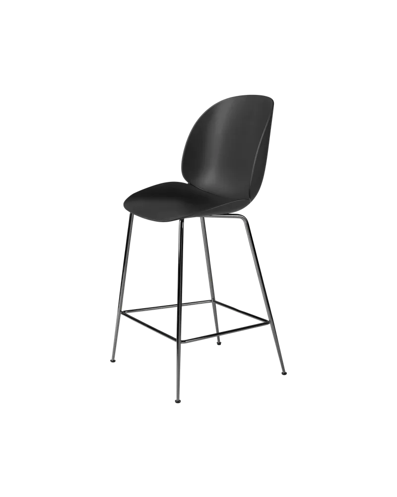 Beetle Counter Chair, Un-Upholstered by GUBI in Black, Black Chrome, Conic base – product photo 3 of 3